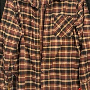 Time and Tru Women's Plaid Button Down Shirt - Brown and Black